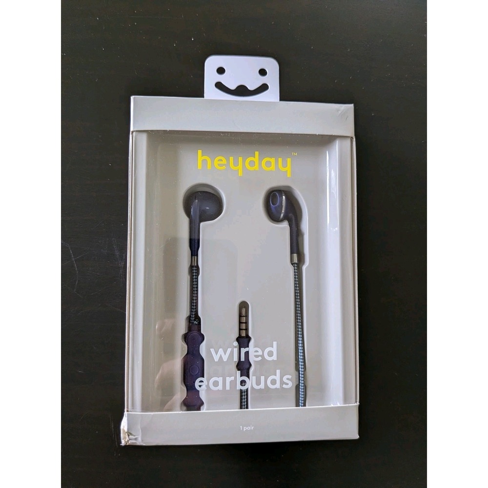 Heyday Wired Earbuds 3.5mm Headphones Braided Future Dusk Blue Cord New